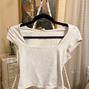Garage Light Gray Square Neck Crop Top